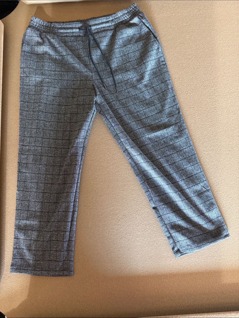 A New Day Gray Plaid Jogger Pants - Elastic Waist with Drawstring